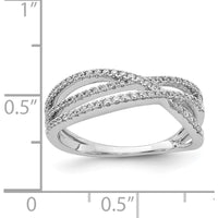 14K White Gold Crisscross Diamond Ring with 72 Natural Round Diamonds - 0.50 Carat Total Diamond Weight by 0