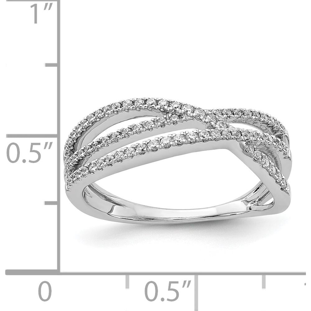 14K White Gold Crisscross Diamond Ring with 72 Natural Round Diamonds - 0.50 Carat Total Diamond Weight by 0
