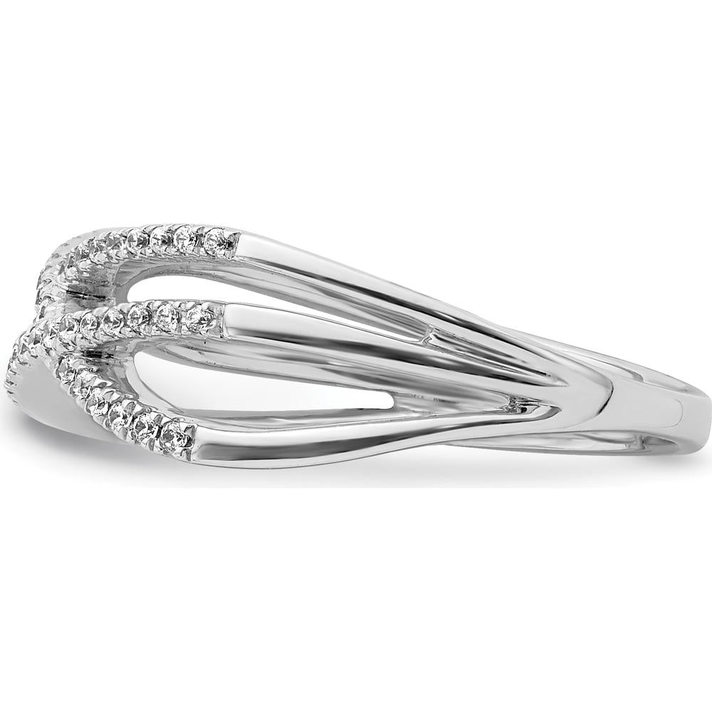 14K White Gold Crisscross Diamond Ring with 72 Natural Round Diamonds - 0.50 Carat Total Diamond Weight by 0