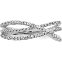 14K White Gold Crisscross Diamond Ring with 72 Natural Round Diamonds - 0.50 Carat Total Diamond Weight by 0