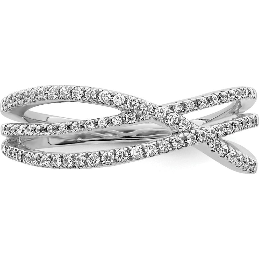 14K White Gold Crisscross Diamond Ring with 72 Natural Round Diamonds - 0.50 Carat Total Diamond Weight by 0