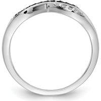 14K White Gold Crisscross Ring with Black and White Diamonds - 0.036 Carat Total Diamond Weight by 0