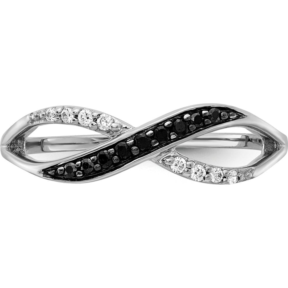 14K White Gold Crisscross Ring with Black and White Diamonds - 0.036 Carat Total Diamond Weight by 0