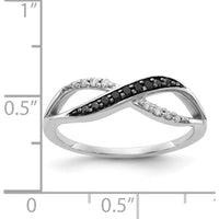 14K White Gold Crisscross Ring with Black and White Diamonds - 0.036 Carat Total Diamond Weight by 0