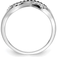 14K White Gold Crisscross Ring with Natural Blue and White Diamonds - 0.03 Carat Total Diamond Weight by 0