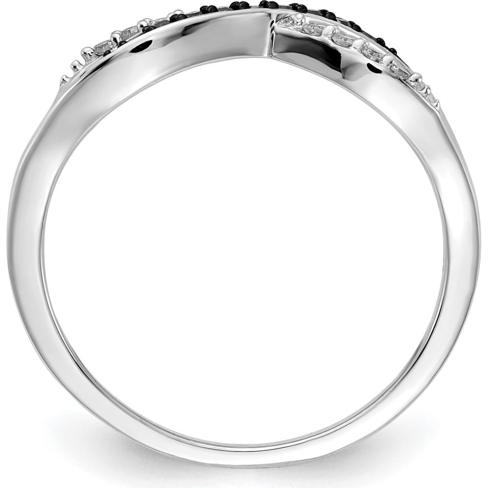 14K White Gold Crisscross Ring with Natural Blue and White Diamonds - 0.03 Carat Total Diamond Weight by 0