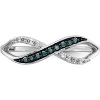 14K White Gold Crisscross Ring with Natural Blue and White Diamonds - 0.03 Carat Total Diamond Weight by 0