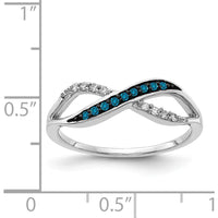 14K White Gold Crisscross Ring with Natural Blue and White Diamonds - 0.03 Carat Total Diamond Weight by 0