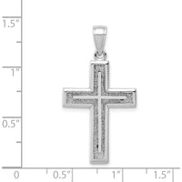 14K White Gold Cross Charm Pendant with Textured Back and Rhodium Plating by Oro Pregiato