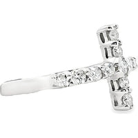 14K White Gold Cross Fashion Ring with Prong-Set Round Diamonds - 0.54 Carat Total Diamond Weight by Auriventus