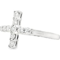 14K White Gold Cross Fashion Ring with Prong-Set Round Diamonds - 0.54 Carat Total Diamond Weight by Auriventus