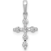 14K White Gold Cross Pendant with 1/6 Carat Total Round Natural Diamonds by Monteluci Fine Jewelry