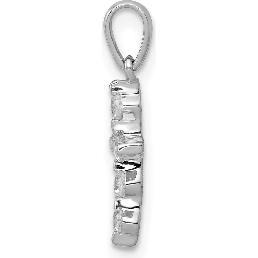 14K White Gold Cross Pendant with 1/6 Carat Total Round Natural Diamonds by Monteluci Fine Jewelry