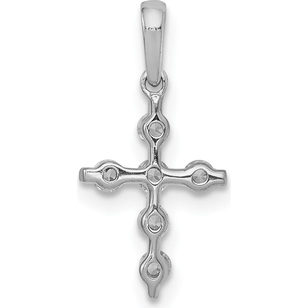14K White Gold Cross Pendant with 1/6 Carat Total Round Natural Diamonds by Monteluci Fine Jewelry