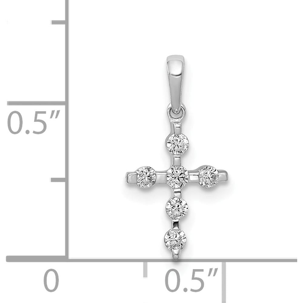 14K White Gold Cross Pendant with 1/6 Carat Total Round Natural Diamonds by Monteluci Fine Jewelry