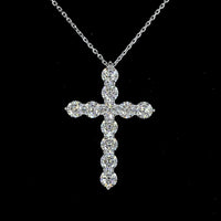 14K White Gold Cross Pendant with 11 Brilliant Cut Lab Diamonds - 1.93 Carat Total Weight, E-F Color VS1 Clarity - Covaloro Fine Jewelry