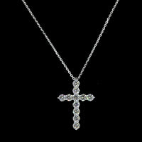 14K White Gold Cross Pendant with 11 Round Brilliant Cut Lab Diamonds - 1.01 Carat Total Weight, E-F Color VS1 Clarity - Covaloro Fine Jewelry