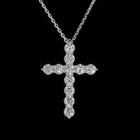 14K White Gold Cross Pendant with 11 Round Brilliant Cut Lab Diamonds - 1.01 Carat Total Weight, E-F Color VS1 Clarity - Covaloro Fine Jewelry