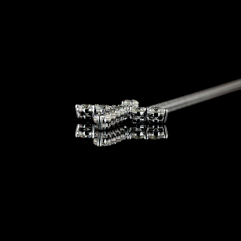 14K White Gold Cross Pendant with 11 Round Brilliant Cut Lab Diamonds - 1.01 Carat Total Weight, E-F Color VS1 Clarity - Covaloro Fine Jewelry