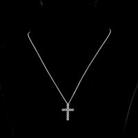 14K White Gold Cross Pendant with 11 Round Brilliant Cut Lab Diamonds - 1.01 Carat Total Weight, E-F Color VS1 Clarity - Covaloro Fine Jewelry