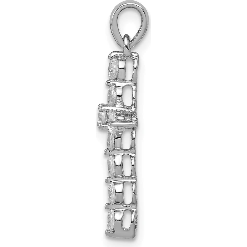 14K White Gold Cross Pendant with 11 Round Natural Diamonds - 0.50 Carat Total Diamond Weight by Monteluci Fine Jewelry