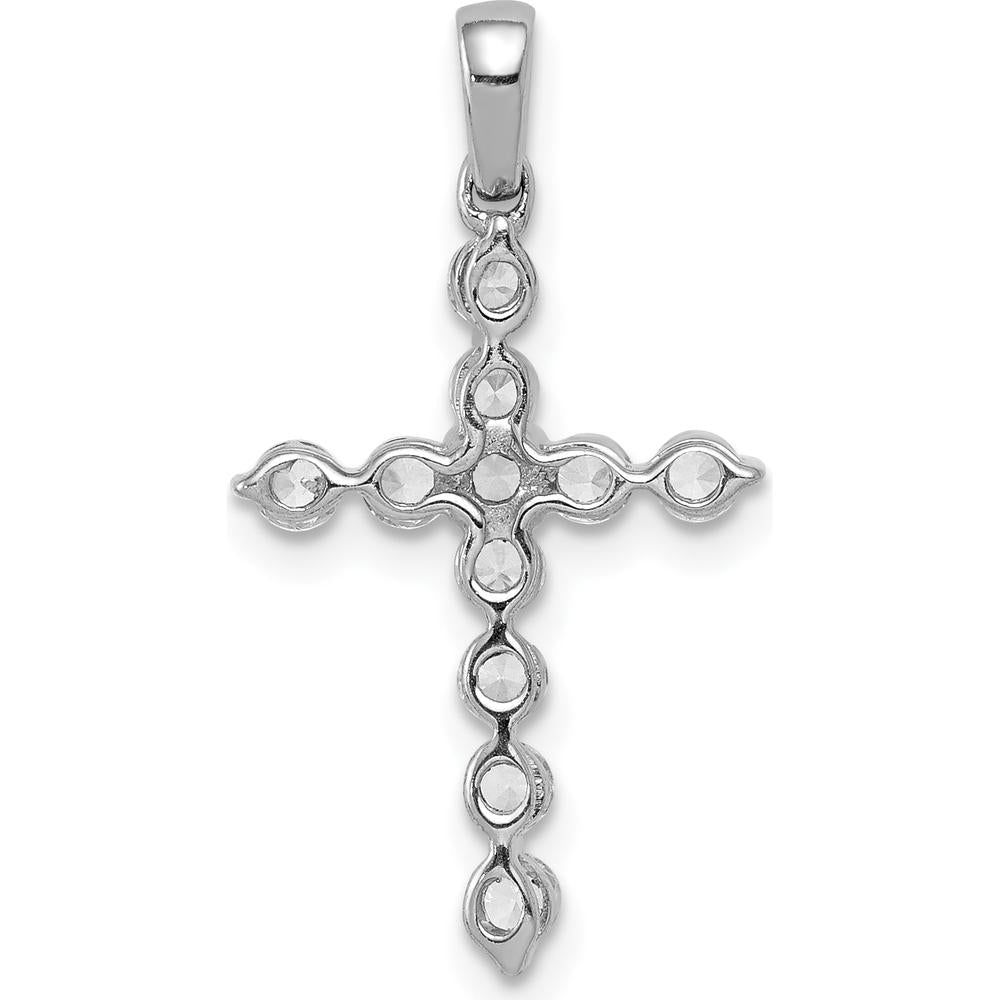 14K White Gold Cross Pendant with 11 Round Natural Diamonds - 0.50 Carat Total Diamond Weight by Monteluci Fine Jewelry