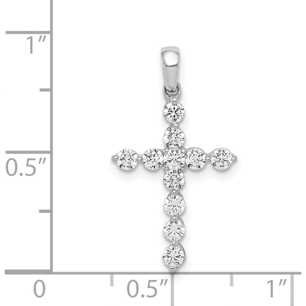 14K White Gold Cross Pendant with 11 Round Natural Diamonds - 0.50 Carat Total Diamond Weight by Monteluci Fine Jewelry