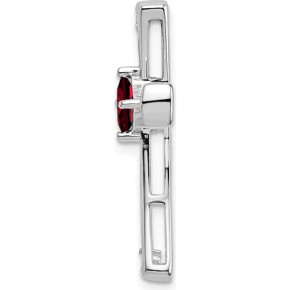 14K White Gold Cross Pendant with 4mm Square Garnet and Round Diamonds - 0.295 Carat Total Garnet Weight by Lumare Gioia