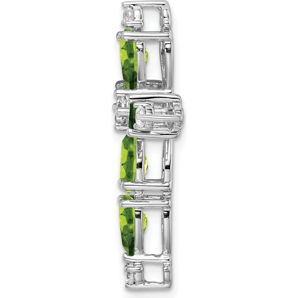 14K White Gold Cross Pendant with 5 Pear Peridot and 4 Round Diamonds - 0.689 Carat Peridot, 0.100 Carat Diamond Total Weight by Lumare Gioia