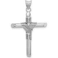14K White Gold Cross Pendant with Center Wrap Tube Design - 35.7mm Length by Oro Pregiato