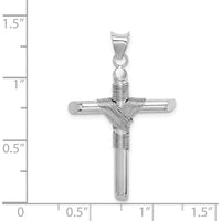14K White Gold Cross Pendant with Center Wrap Tube Design - 35.7mm Length by Oro Pregiato
