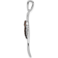 14K White Gold Cross Pendant with Heart Design and 1/10 Carat Natural Champagne Round Diamonds by Monteluci Fine Jewelry