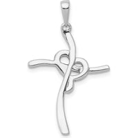 14K White Gold Cross Pendant with Heart Design and 1/10 Carat Natural Champagne Round Diamonds by Monteluci Fine Jewelry
