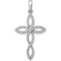 14K White Gold Cross Pendant with Pavé Set Round Diamonds - 0.25 Carat Total Diamond Weight by Monteluci Fine Jewelry
