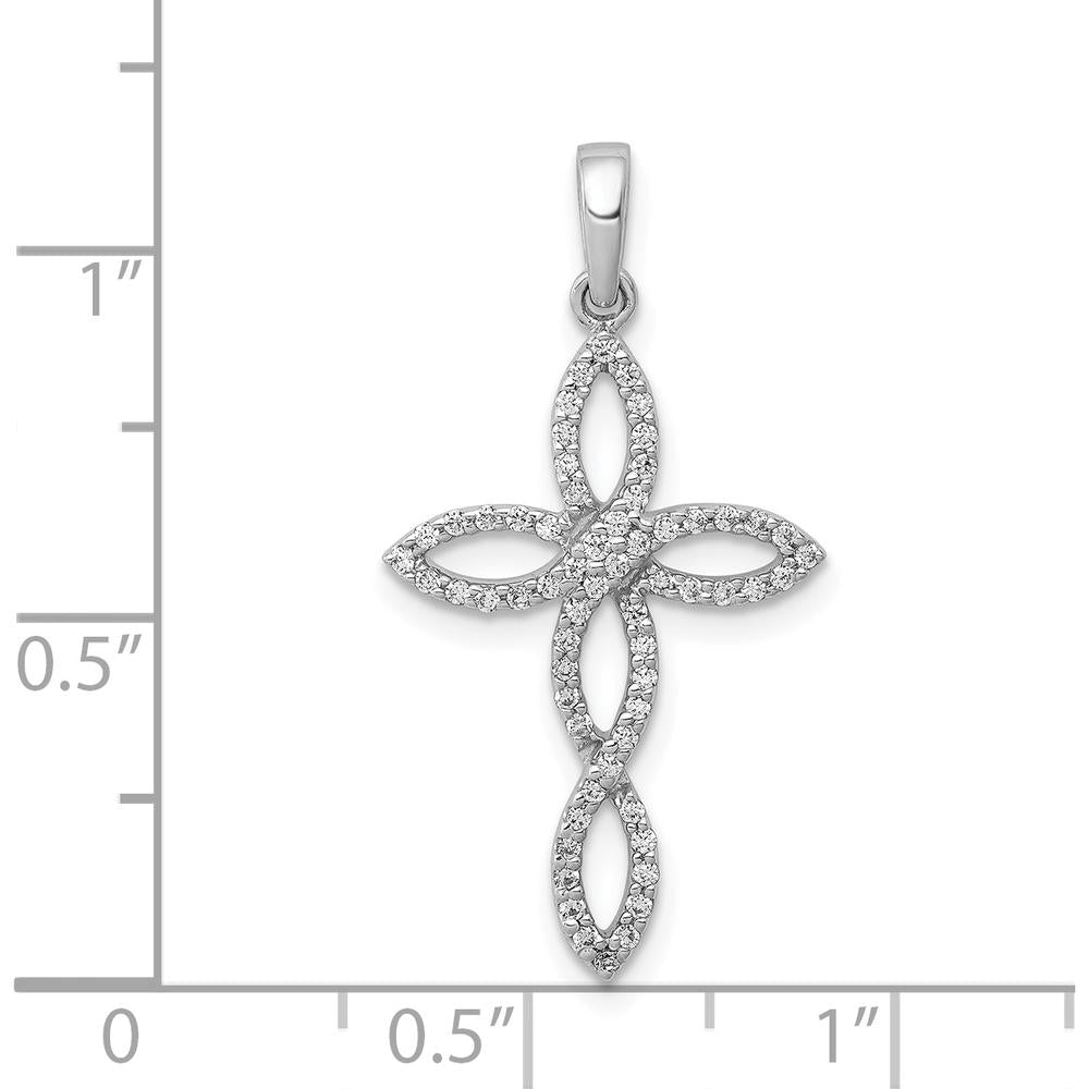 14K White Gold Cross Pendant with Pavé Set Round Diamonds - 0.25 Carat Total Diamond Weight by Monteluci Fine Jewelry