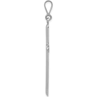 14K White Gold Cross Pendant with Polished Finish and Rhodium Plating - 49mm Length, 23mm Width by Oro Pregiato