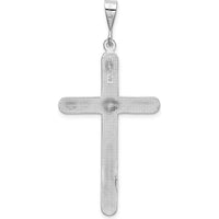 14K White Gold Cross Pendant with Polished Finish and Rhodium Plating - 49mm Length, 23mm Width by Oro Pregiato