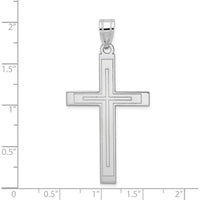 14K White Gold Cross Pendant with Polished Finish and Rhodium Plating - 50mm Length by Oro Pregiato
