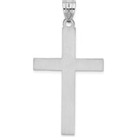14K White Gold Cross Pendant with Polished Finish and Rhodium Plating - 50mm Length by Oro Pregiato