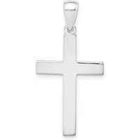 14K White Gold Cross Pendant with Polished Finish and Rhodium Plating by Oro Pregiato