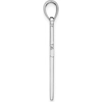 14K White Gold Cross Pendant with Polished Finish and Rhodium Plating by Oro Pregiato