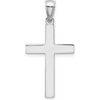 14K White Gold Cross Pendant with Polished Finish and Rhodium Plating by Oro Pregiato