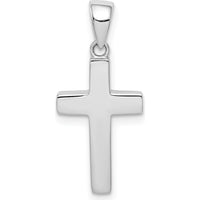 14K White Gold Cross Pendant with Polished Finish and Rhodium Plating by Oro Pregiato