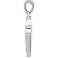 14K White Gold Cross Pendant with Polished Finish and Rhodium Plating by Oro Pregiato