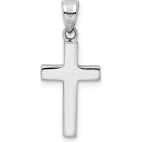 14K White Gold Cross Pendant with Polished Finish and Rhodium Plating by Oro Pregiato