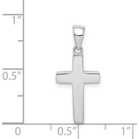 14K White Gold Cross Pendant with Polished Finish and Rhodium Plating by Oro Pregiato