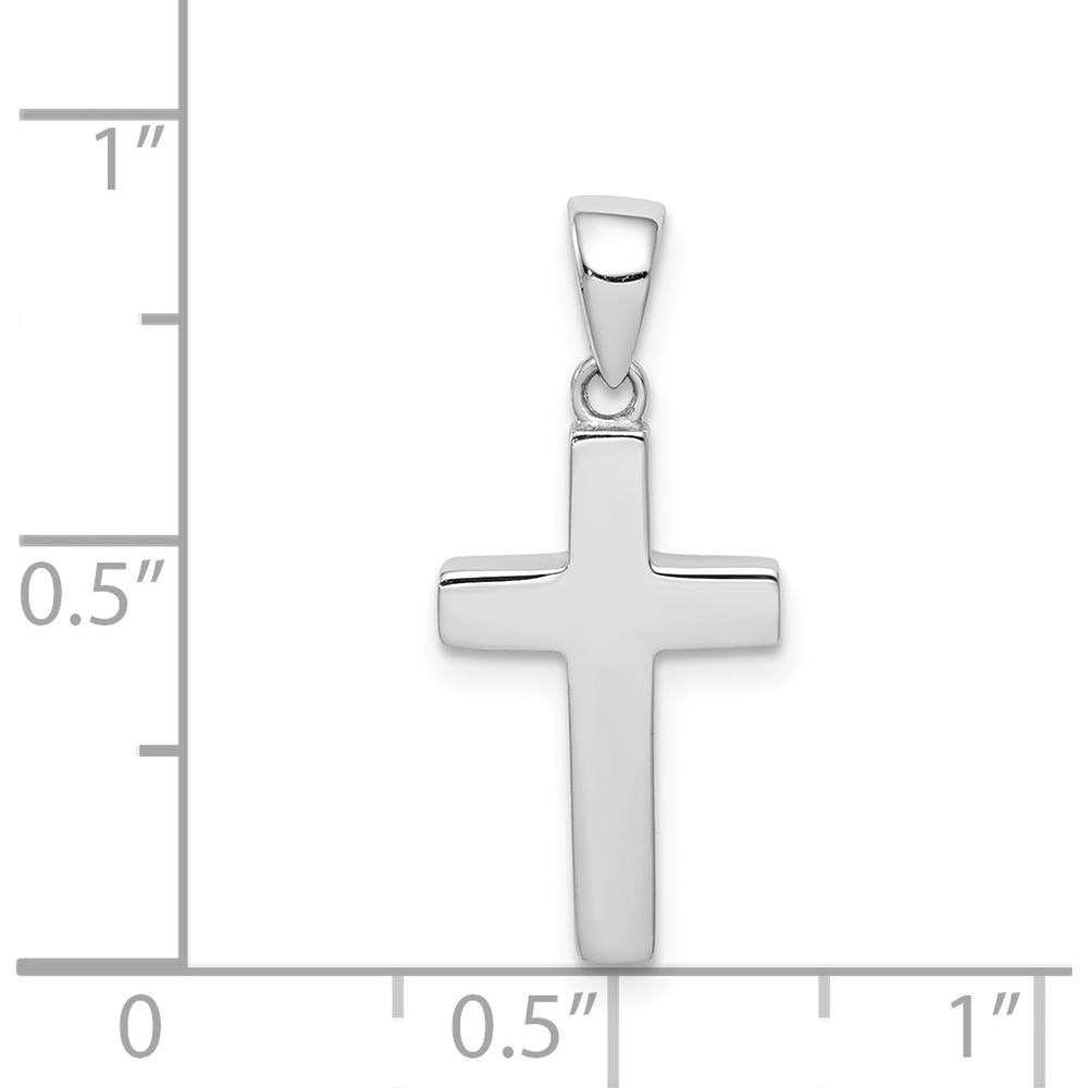 14K White Gold Cross Pendant with Polished Finish and Rhodium Plating by Oro Pregiato
