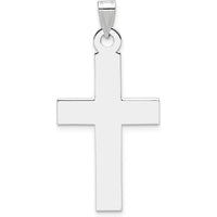 14K White Gold Cross Pendant with Polished Finish - Rhodium Plated by Oro Pregiato