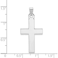 14K White Gold Cross Pendant with Polished Finish - Rhodium Plated by Oro Pregiato