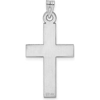 14K White Gold Cross Pendant with Polished Finish - Rhodium Plated by Oro Pregiato